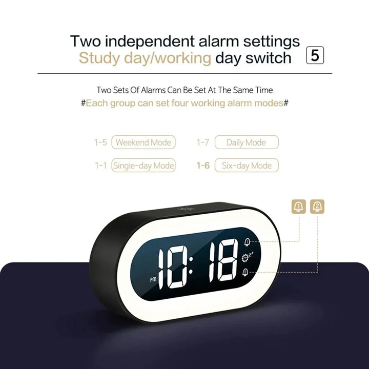 LED Sunrise Alarm Clock with Dimmable Night Light & Sounds