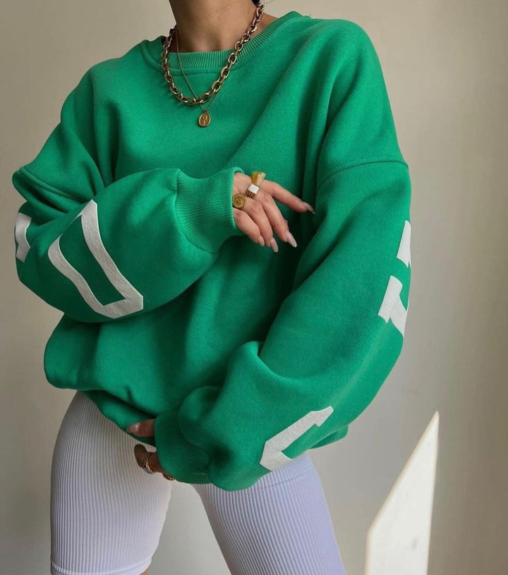Übergroßer Kapuzenpullover Mit Rundhalsausschnitt Für Damen | Locker geschnittenes Design