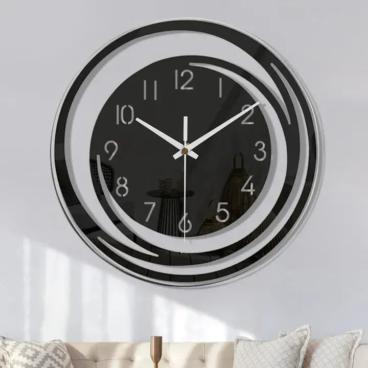 Wanduhr aus schwarzem Acryl – Modern & Minimalistisch im skandinavischen Stil | Stilvolle Wanddekoration für Wohnzimmer & Büro