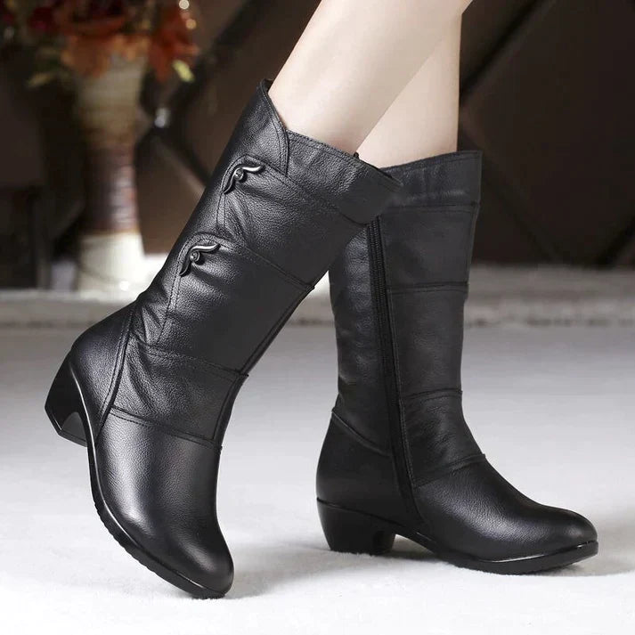 Schwarze Winterstiefel Für Damen | Mit Blockabsatz