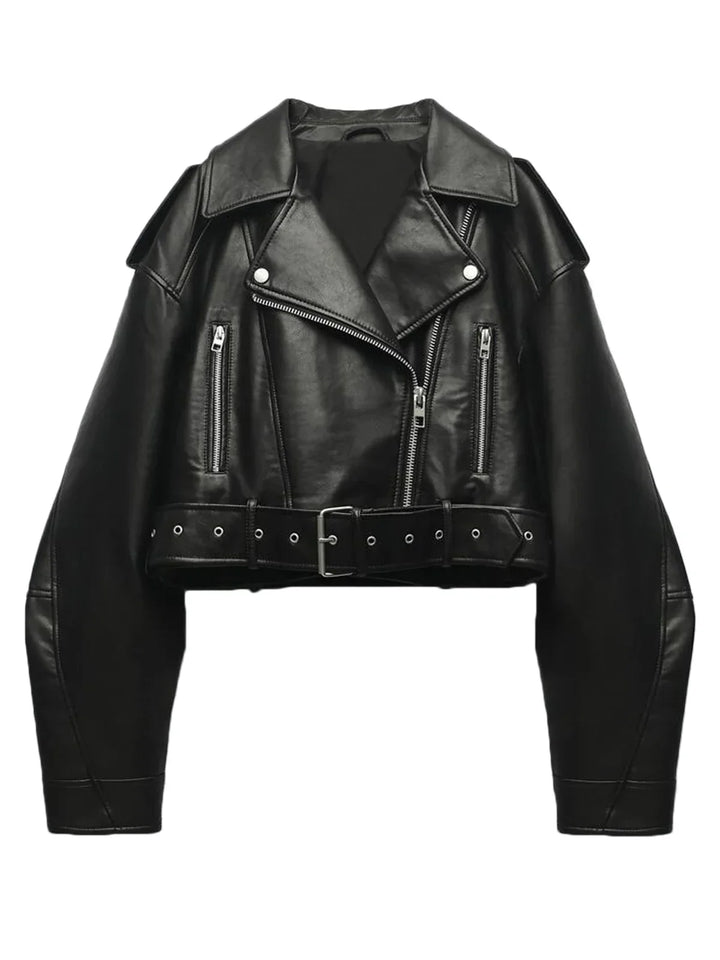 Kurz Geschnittene Lederjacke Für Damen | Freizeit
