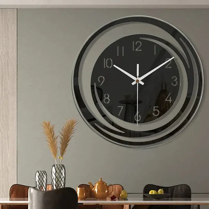Wanduhr aus schwarzem Acryl – Modern & Minimalistisch im skandinavischen Stil | Stilvolle Wanddekoration für Wohnzimmer & Büro
