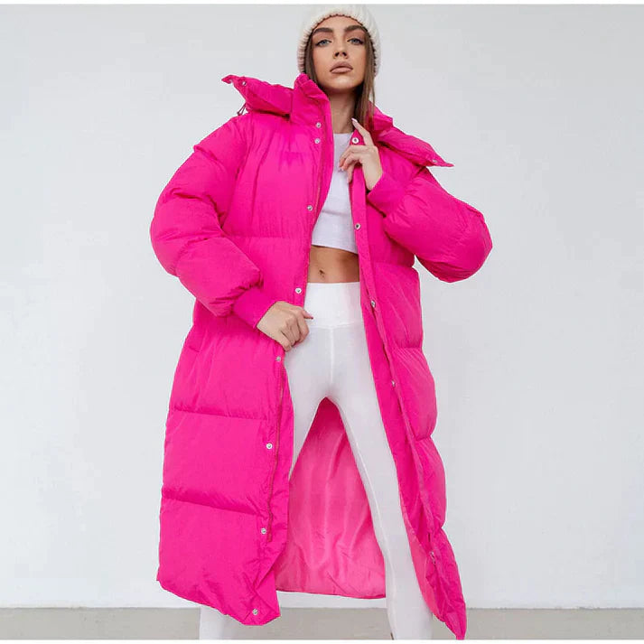Lange Pufferjacke Mit Kapuze Für Frauen | Warm