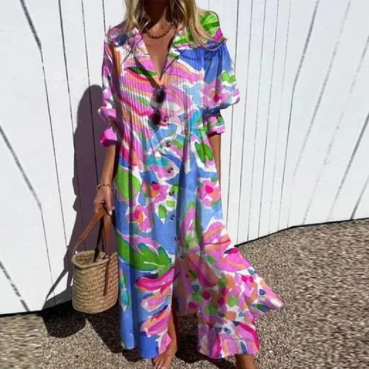 Coralie | Bohemian V-ausschnitt Kleid Für Damen | Maxi