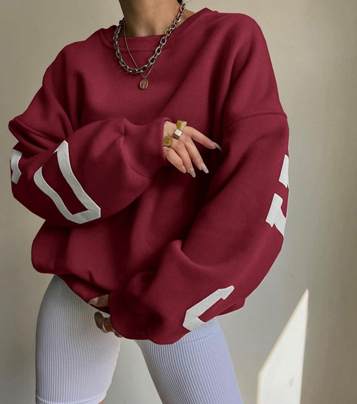 Übergroßer Kapuzenpullover Mit Rundhalsausschnitt Für Damen | Locker geschnittenes Design