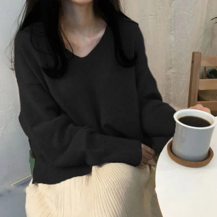 Damen Kaschmir Langarmpullover Für Den Winter | V-Ausschnitt