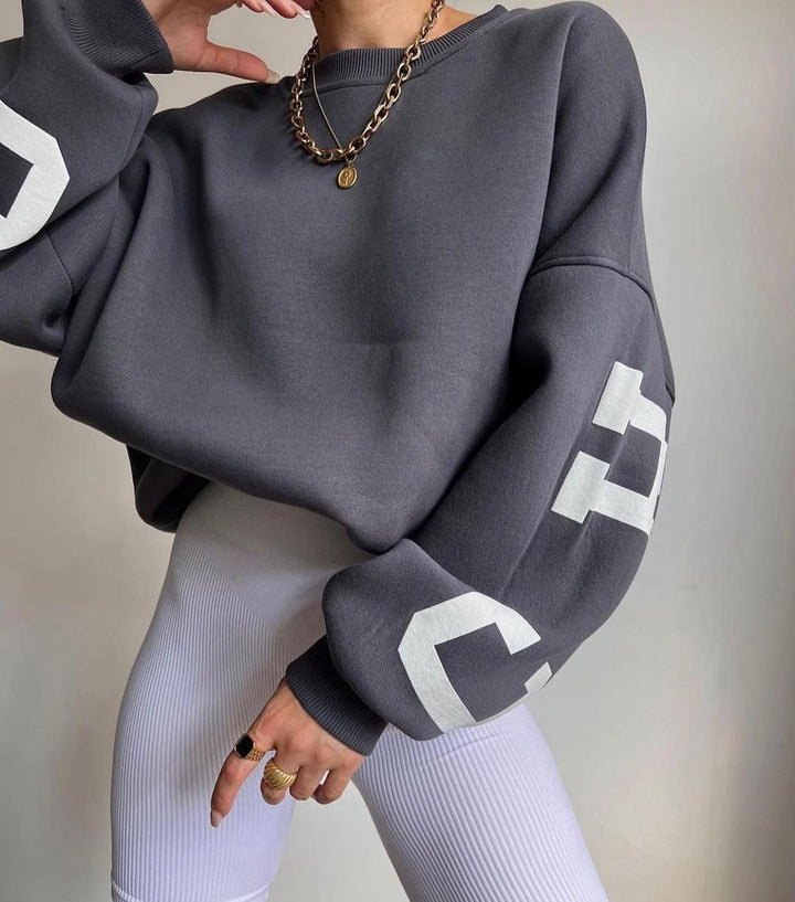 Übergroßer Kapuzenpullover Mit Rundhalsausschnitt Für Damen | Locker geschnittenes Design