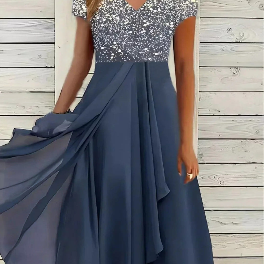 Vivienne | Elegantes Blumenkleid Mit V-ausschnitt Für Damen