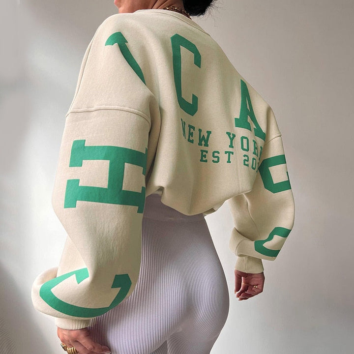 Übergroßer Kapuzenpullover Mit Rundhalsausschnitt Für Damen | Locker geschnittenes Design