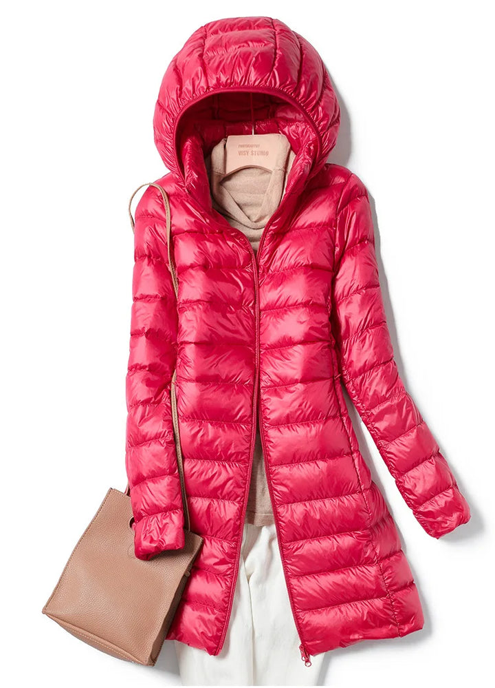 Daunenjacke Mit Abnehmbarer Kapuze Für Damen | Reißverschluss