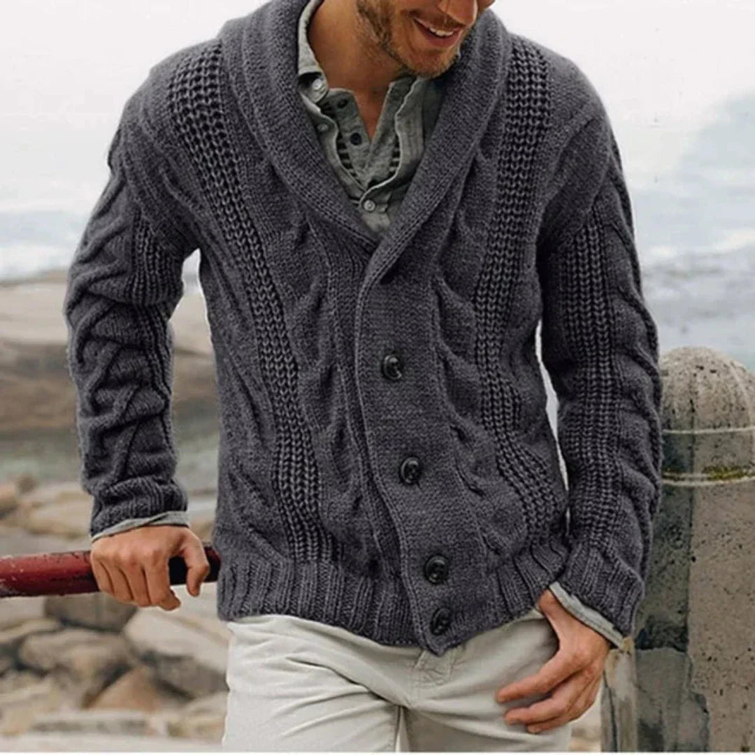 Strickjacke Mit Schalkragen Und Knopfleiste Für Herren | Herbst