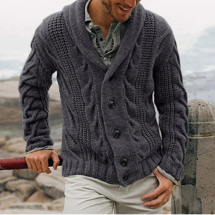 Strickjacke Mit Schalkragen Und Knopfleiste Für Herren | Herbst