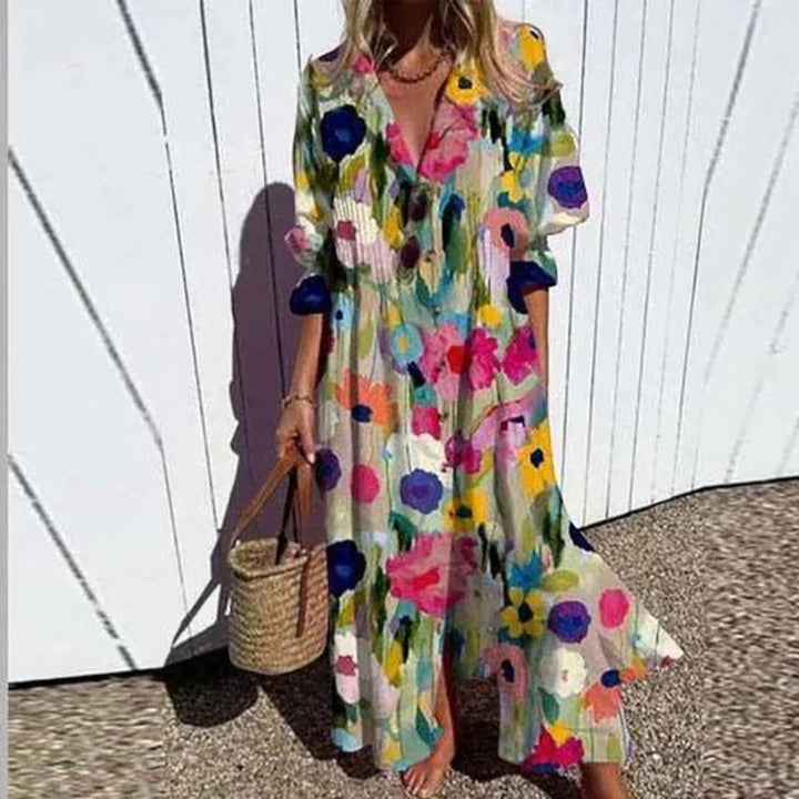 Coralie | Bohemian V-ausschnitt Kleid Für Damen | Maxi