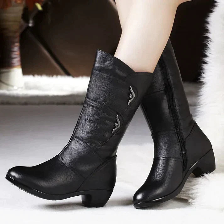 Schwarze Winterstiefel Für Damen | Mit Blockabsatz