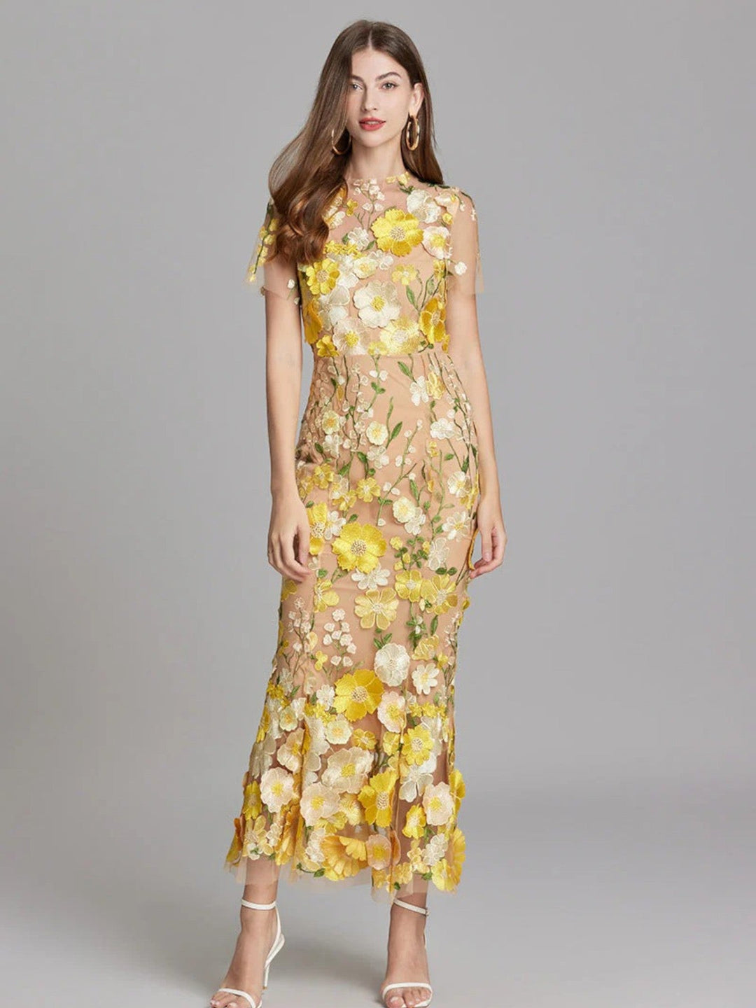 Claire | Langes Geblümtes Hochzeitsgastkleid Für Frauen | Maxi