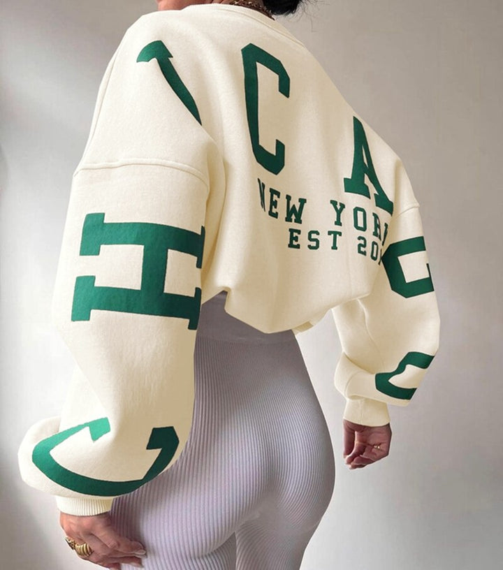 Übergroßer Kapuzenpullover Mit Rundhalsausschnitt Für Damen | Locker geschnittenes Design