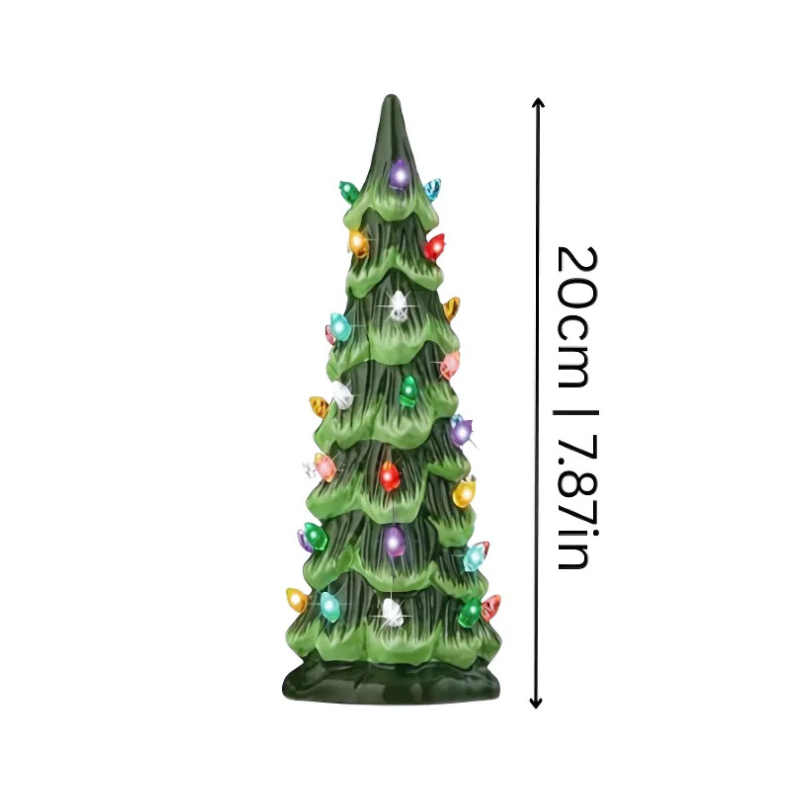 Handbemaltes LED-Weihnachtsbaum-Set mit warmem Leuchten und automatischem Timer