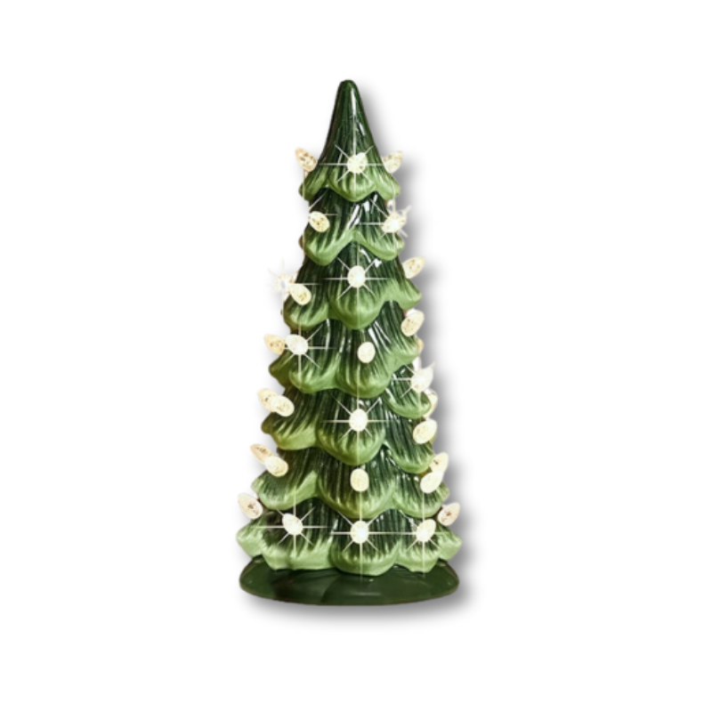 Handbemaltes LED-Weihnachtsbaum-Set mit warmem Leuchten und automatischem Timer