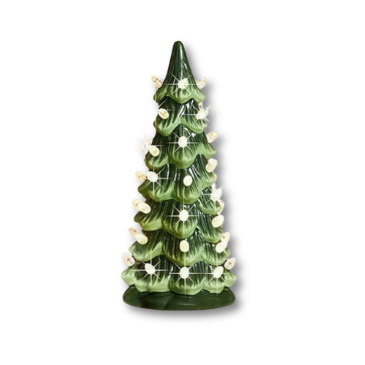 Handbemaltes LED-Weihnachtsbaum-Set mit warmem Leuchten und automatischem Timer