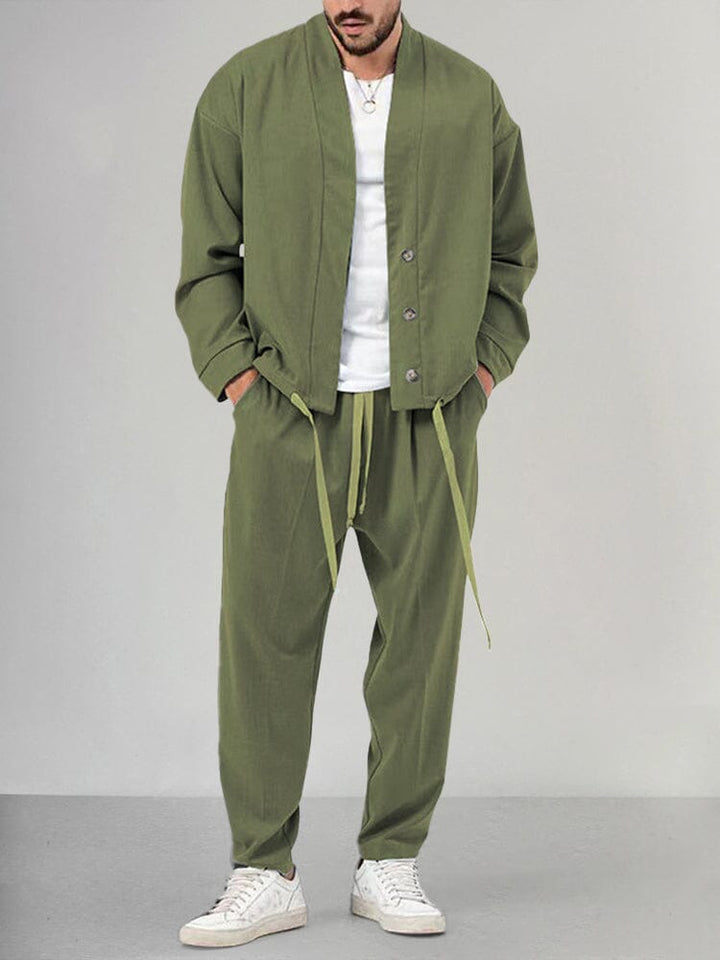 Schlichtes Kimono Jacken- Und Hosen Set Für Herren