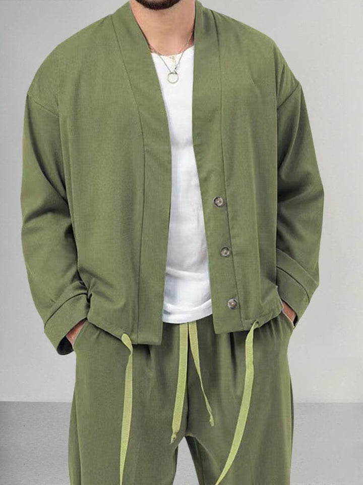 Schlichtes Kimono Jacken- Und Hosen Set Für Herren