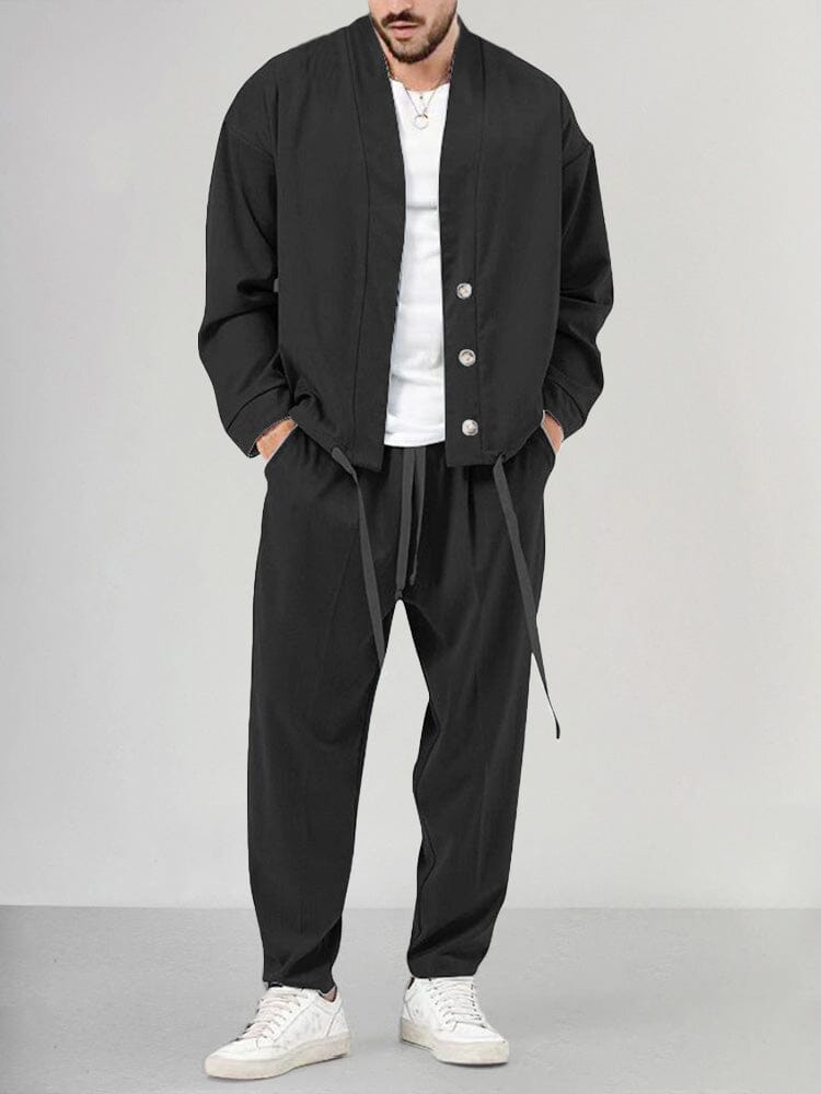 Schlichtes Kimono Jacken- Und Hosen Set Für Herren