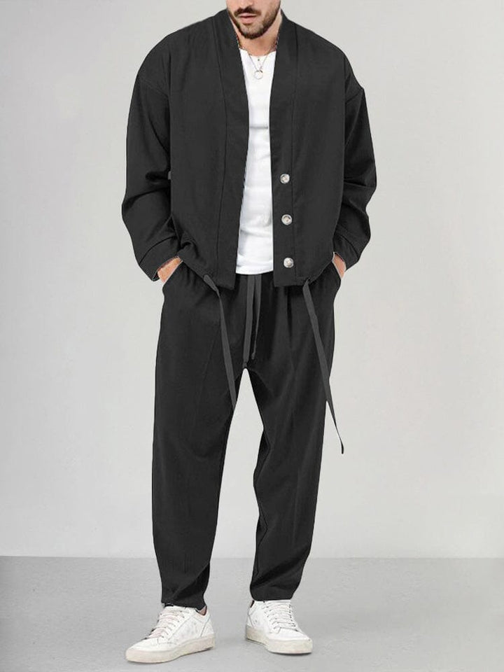 Schlichtes Kimono Jacken- Und Hosen Set Für Herren