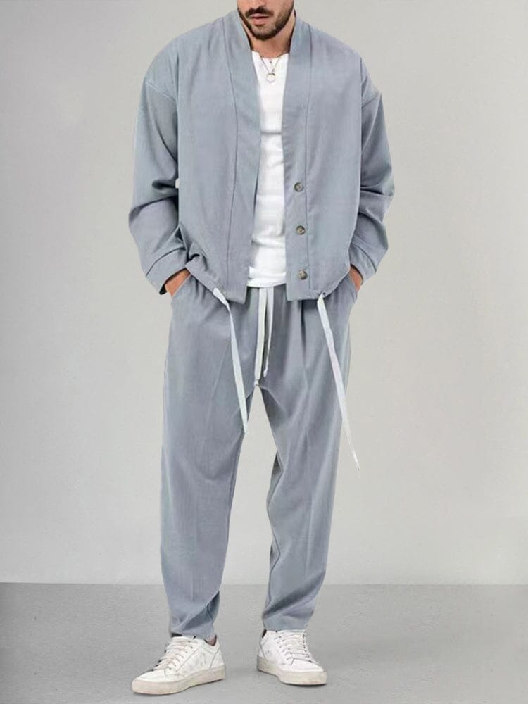Schlichtes Kimono Jacken- Und Hosen Set Für Herren