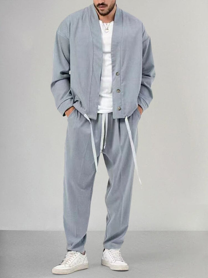 Schlichtes Kimono Jacken- Und Hosen Set Für Herren