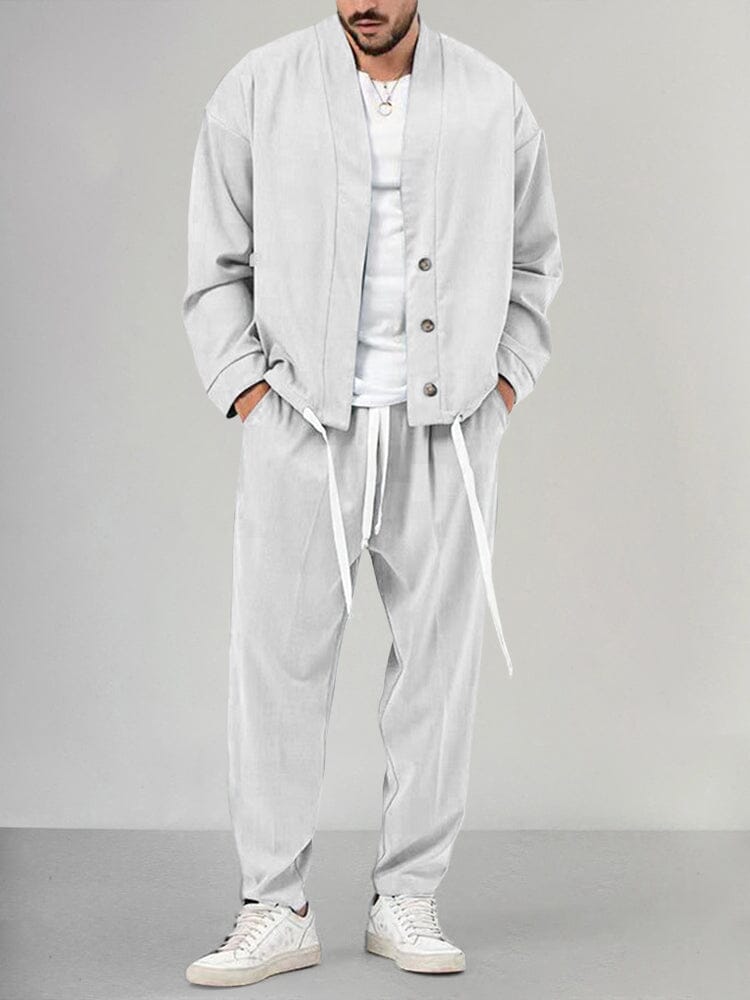 Schlichtes Kimono Jacken- Und Hosen Set Für Herren