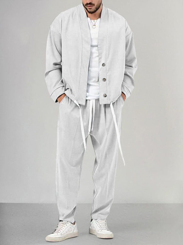 Schlichtes Kimono Jacken- Und Hosen Set Für Herren