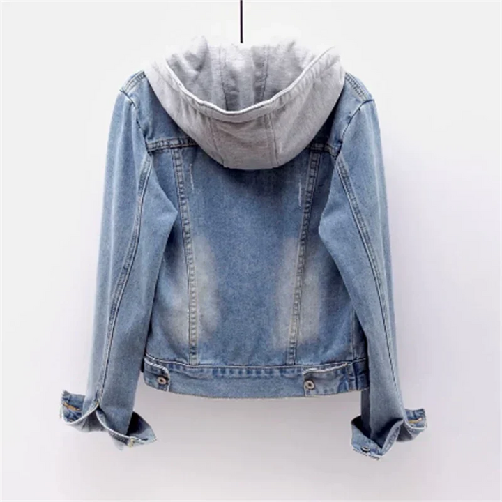 Damen Jeansjacke Mit Abnehmbarer Kapuze | Freizeit