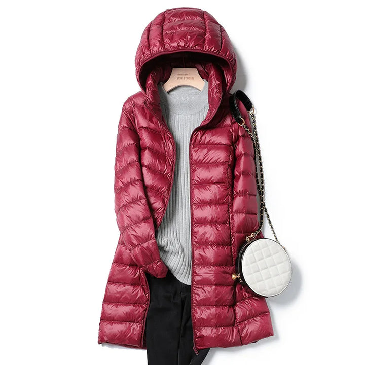 Daunenjacke Mit Abnehmbarer Kapuze Für Damen | Reißverschluss