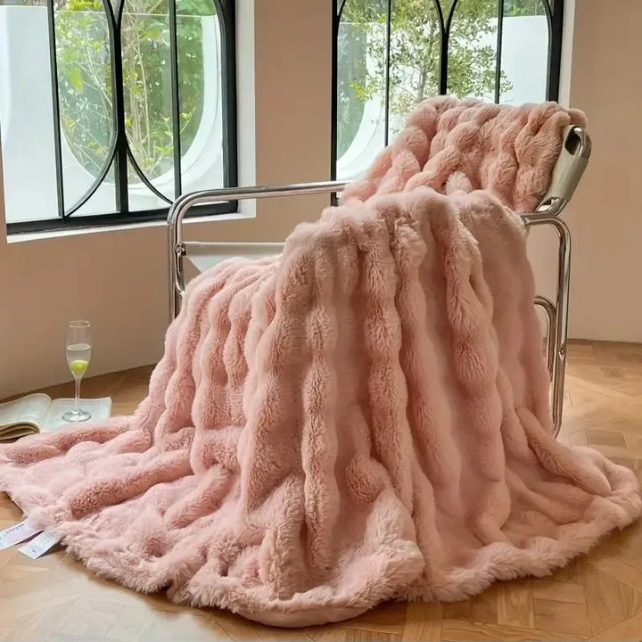 Reversible Bubble Texture Throw Double-Sided Home Blanket