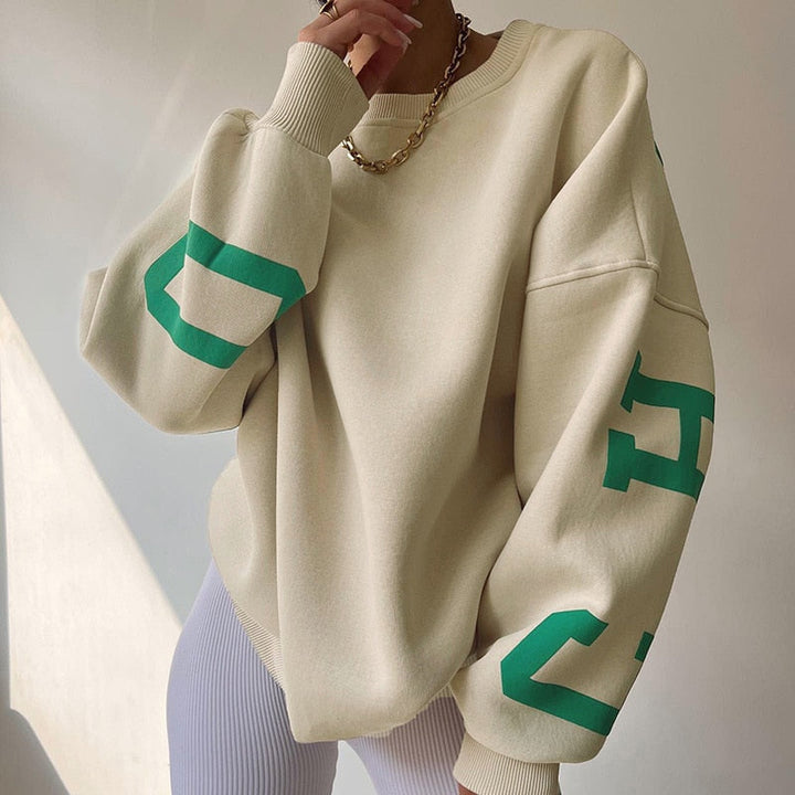 Übergroßer Kapuzenpullover Mit Rundhalsausschnitt Für Damen | Locker geschnittenes Design