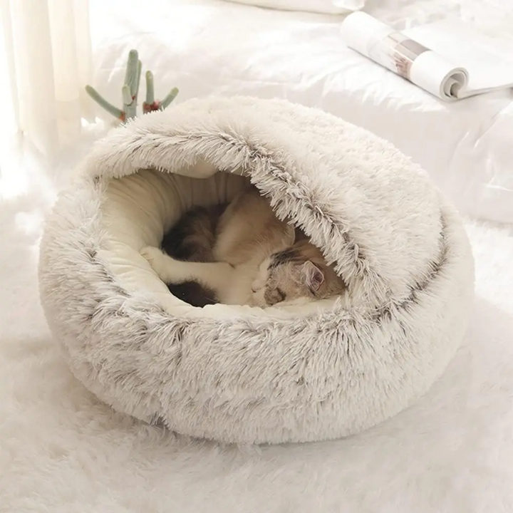 Round Hooded Dog Bed for Anxiety & Deep Sleep