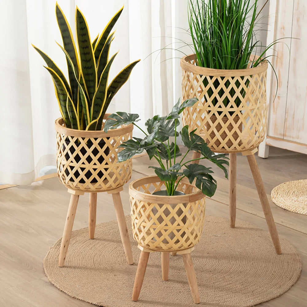 Handcrafted Bamboo Stand for Indoor Plant Pots