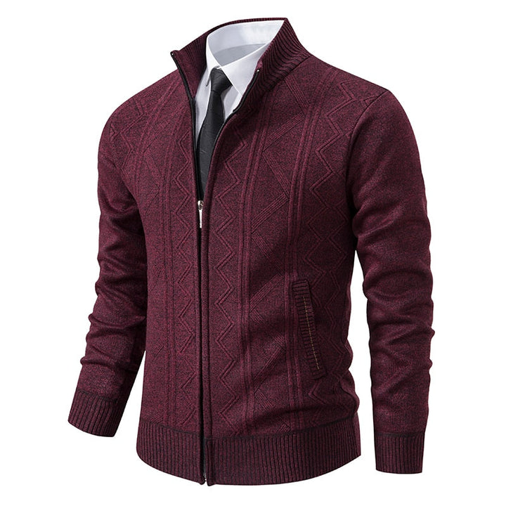 Gestreifte Strickjacke Mit Reißverschluss Für Herren | Lange Ärmel