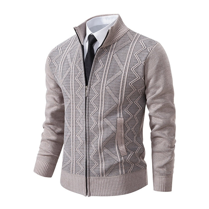 Gestreifte Strickjacke Mit Reißverschluss Für Herren | Lange Ärmel