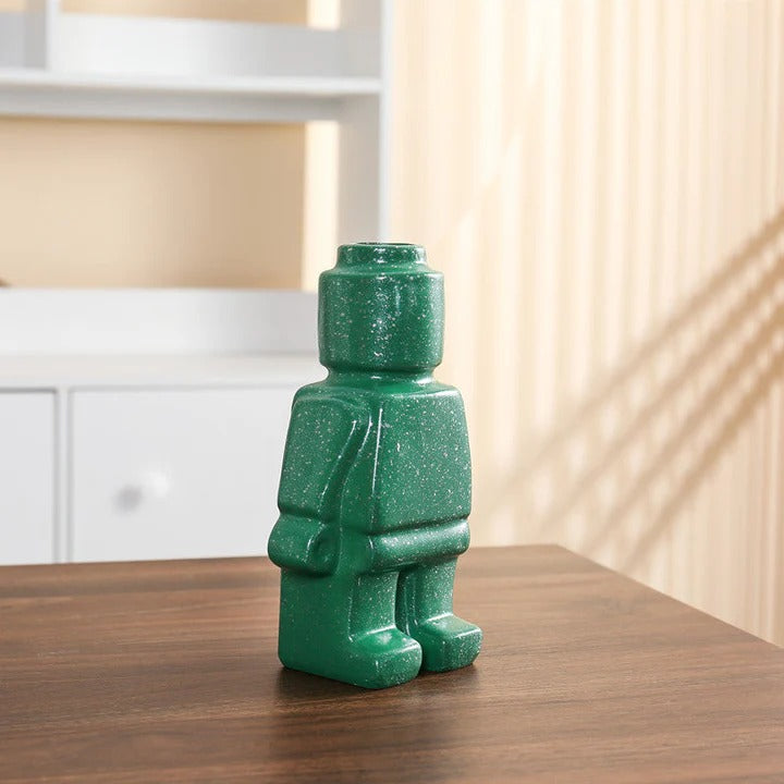 Roboter-Blumentopf im Ziegelstein-Look – Kreativ, Stabil & Pflanzbereit | Originelle Pflanzgefäße für Wohnzimmer, Balkon & Büro