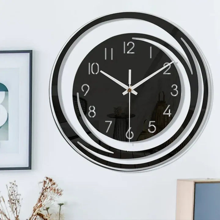 Wanduhr aus schwarzem Acryl – Modern & Minimalistisch im skandinavischen Stil | Stilvolle Wanddekoration für Wohnzimmer & Büro