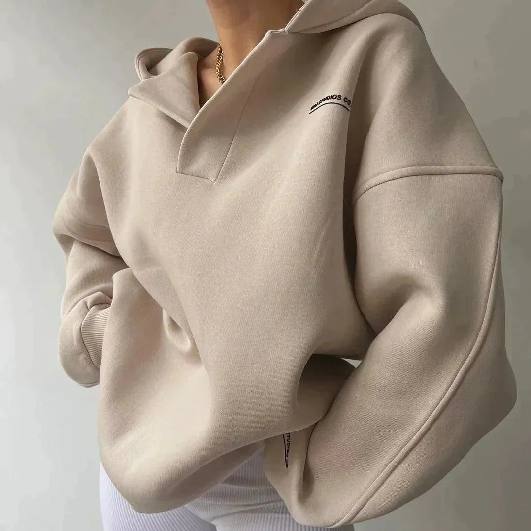 Hoodie Mit V-Ausschnitt Und Überschnittenen Schultern Für Damen | Winter