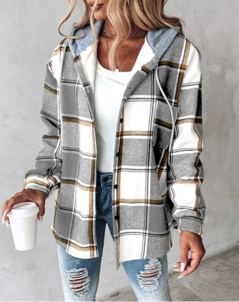 Lässiger Karierter Hoodie Für Frauen | Übergröße