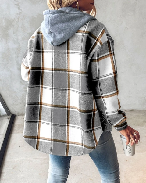 Lässiger Karierter Hoodie Für Frauen | Übergröße