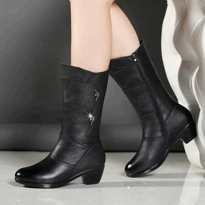 Schwarze Winterstiefel Für Damen | Mit Blockabsatz