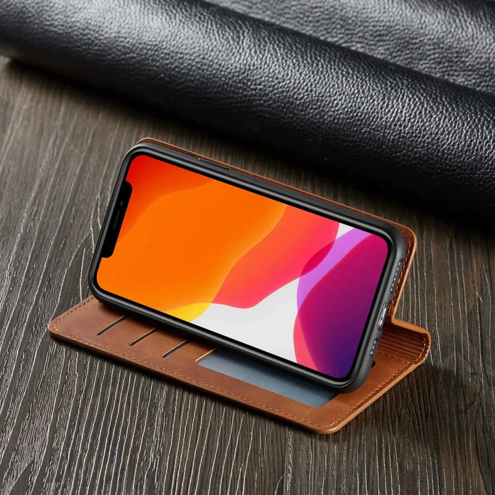iPhone Lederhülle mit Magnetverschluss – Stilvoller & Robuster Schutz | Hochwertige Handyhülle aus Echtleder