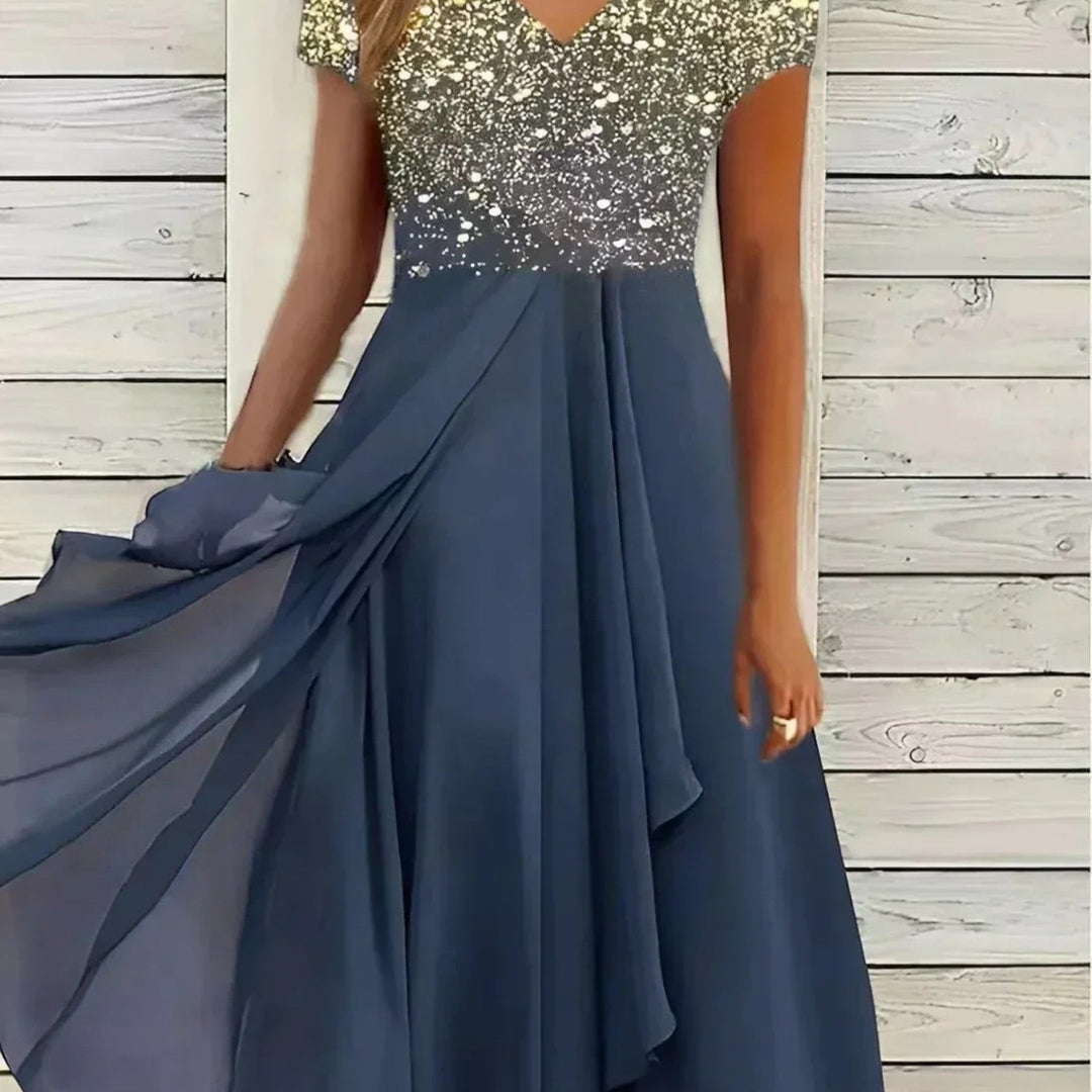 Vivienne | Elegantes Blumenkleid Mit V-ausschnitt Für Damen