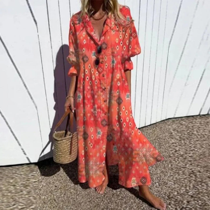 Coralie | Bohemian V-ausschnitt Kleid Für Damen | Maxi