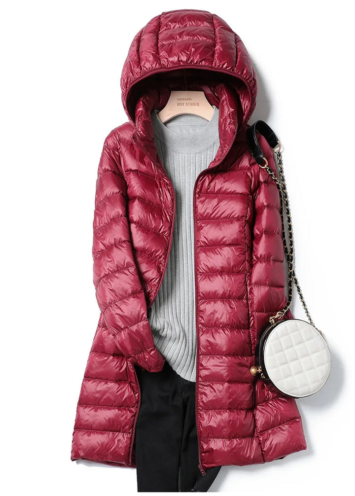 Daunenjacke Mit Abnehmbarer Kapuze Für Damen | Reißverschluss