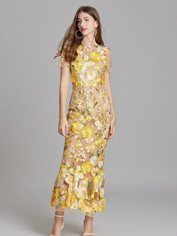 Claire | Langes Geblümtes Hochzeitsgastkleid Für Frauen | Maxi